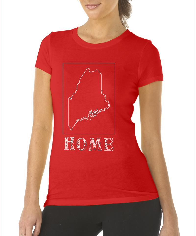 maine home shirt ladies red crew