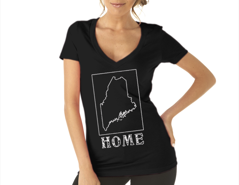 maine home shirt black v neck