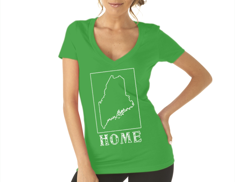 maine home shirt womens green v neck