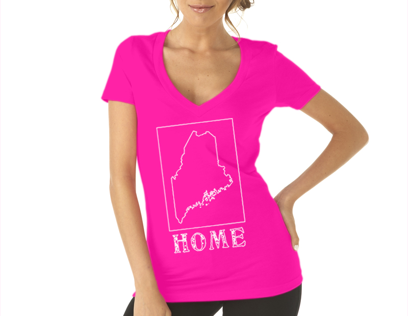 maine home shirt womens hot pink v neck