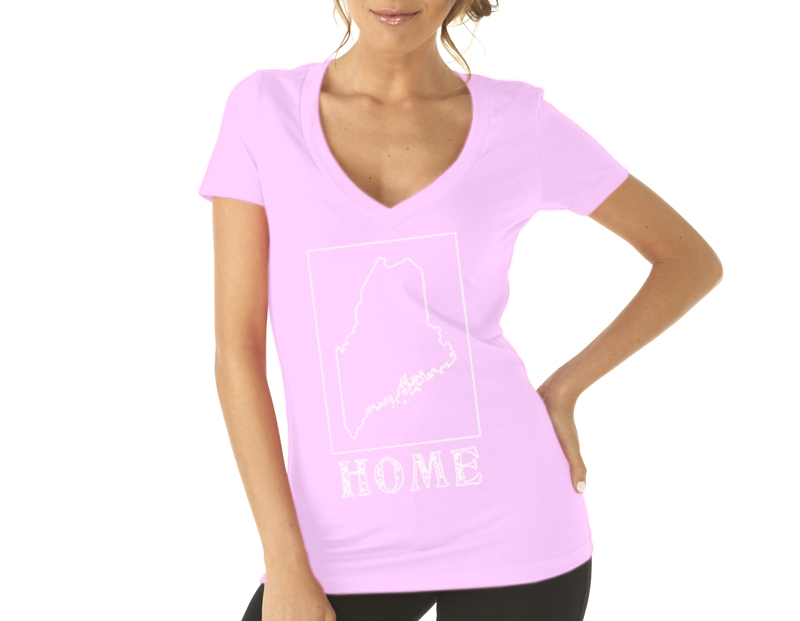 maine home shirt womens light pink v neck