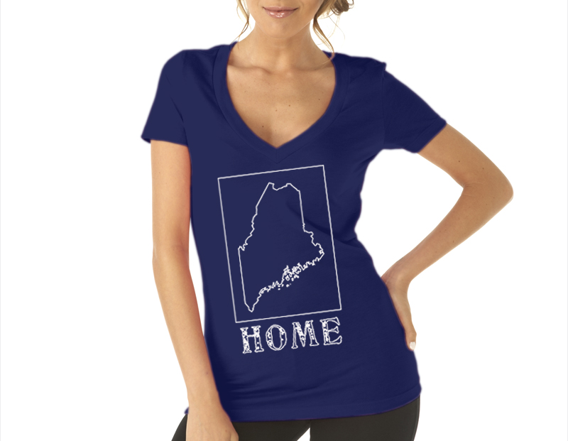 maine home shirt navy blue v neck