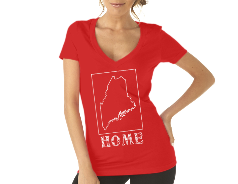 maine home shirt red v neck